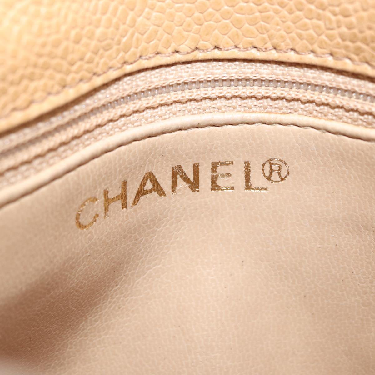CHANEL Matelasse Waist Bag Caviar Skin Beige Gold CC Auth BA12986V