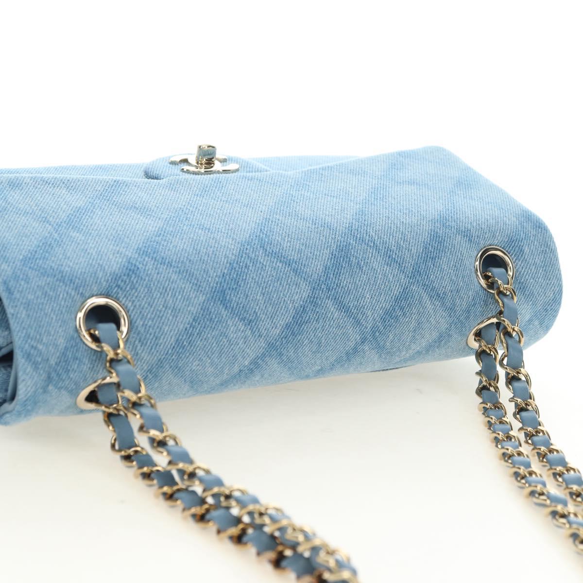 CHANEL Matelasse 25 Chain Shoulder Bag Denim Blue Gold CC Auth BA12987SM
