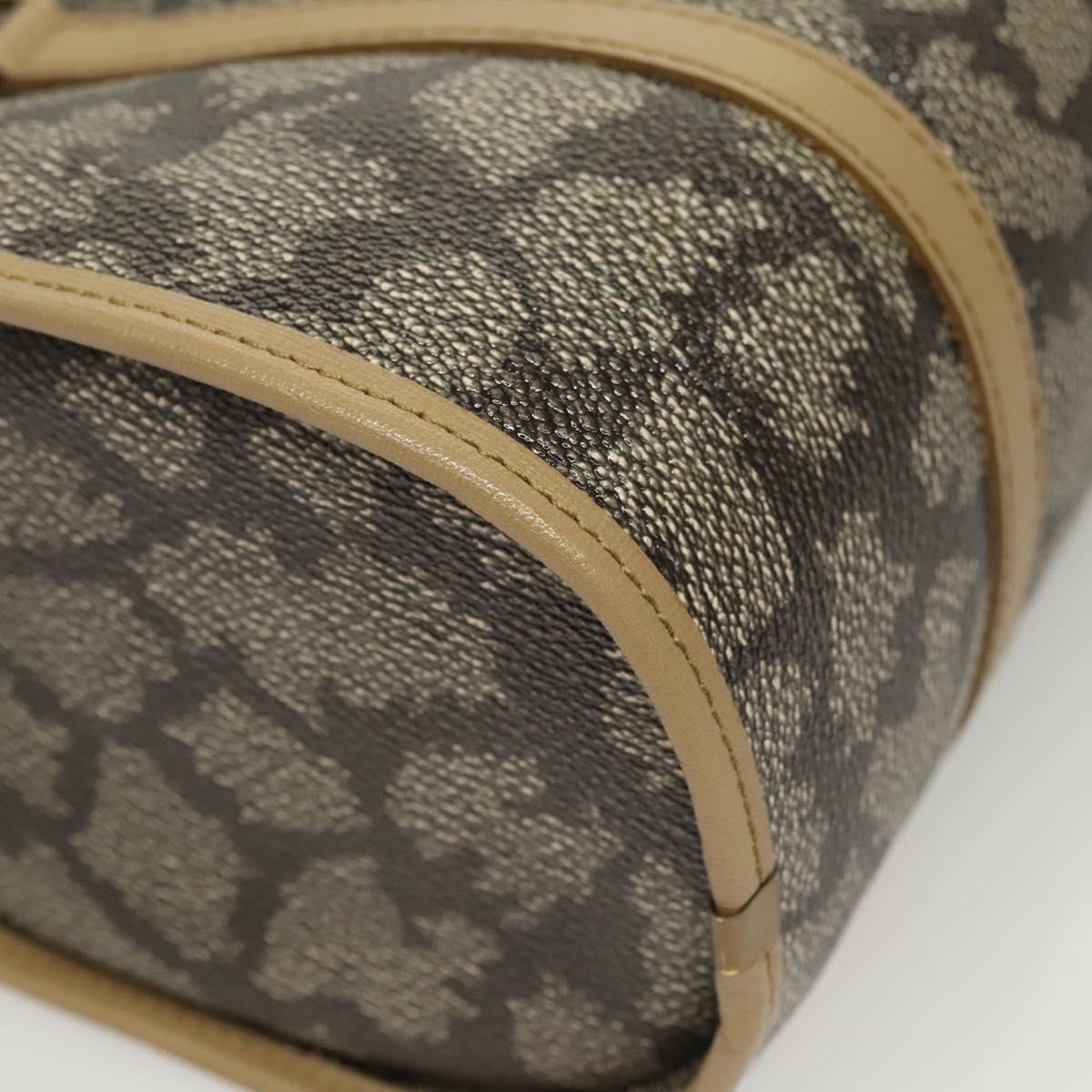 SAINT LAURENT Hand Bag Embossed Leather Gray Gold Auth BA1299