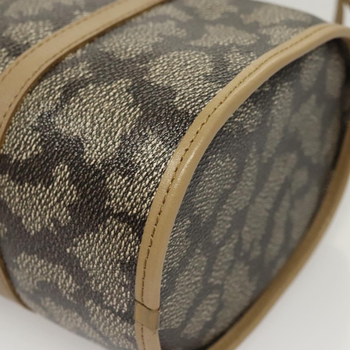 SAINT LAURENT Hand Bag Embossed Leather Gray Gold Auth BA1299