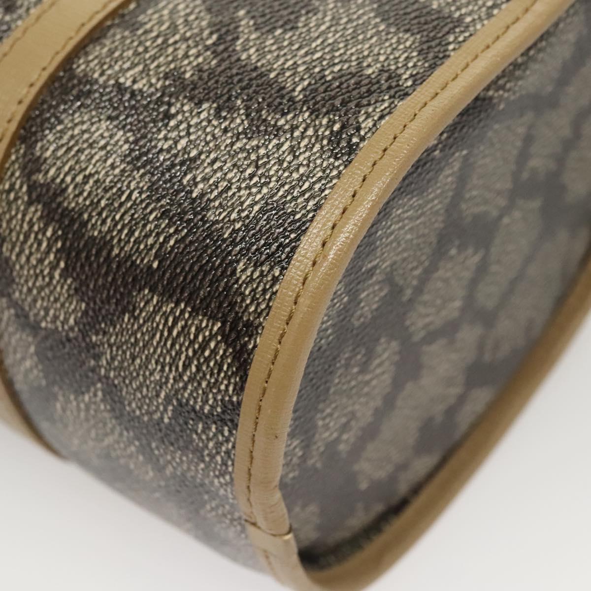 SAINT LAURENT Hand Bag Embossed Leather Gray Gold Auth BA1299