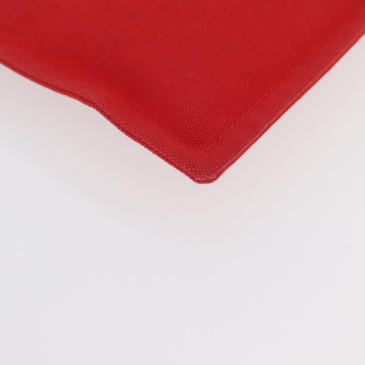 HERMES Pouch Clutch Bag Canvas Red Silver Auth BA12990
