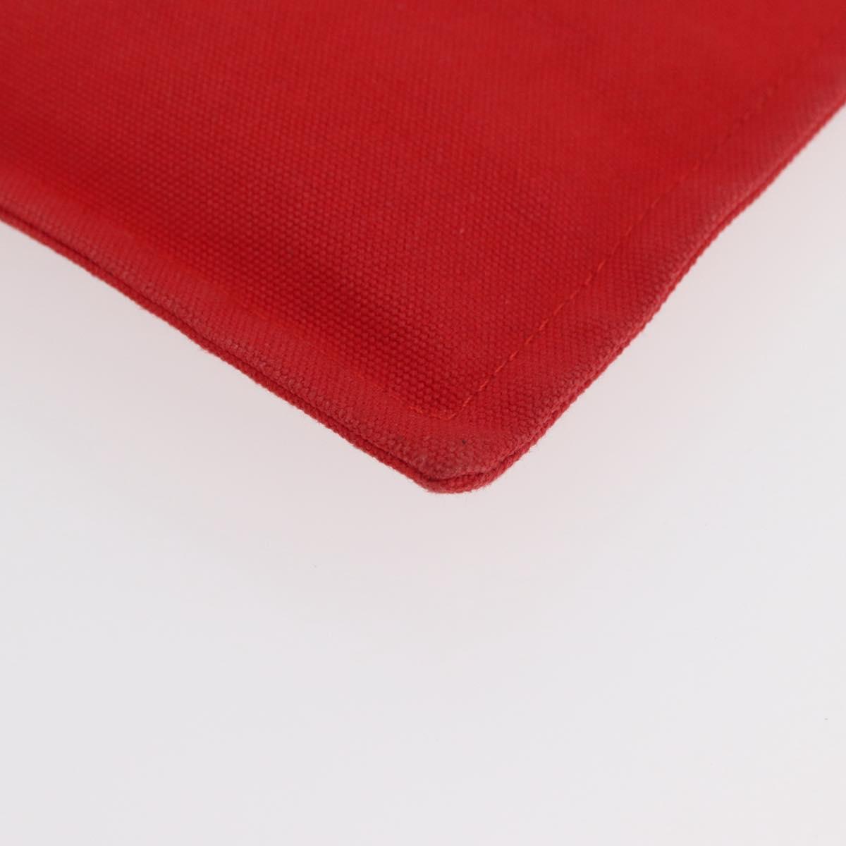HERMES Pouch Clutch Bag Canvas Red Silver Auth BA12990