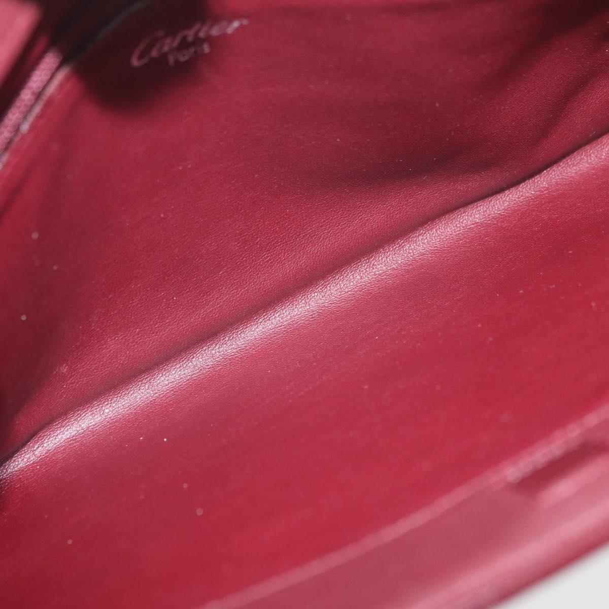 CARTIER Hand Bag Leather Bordeaux Silver Auth BA12993A