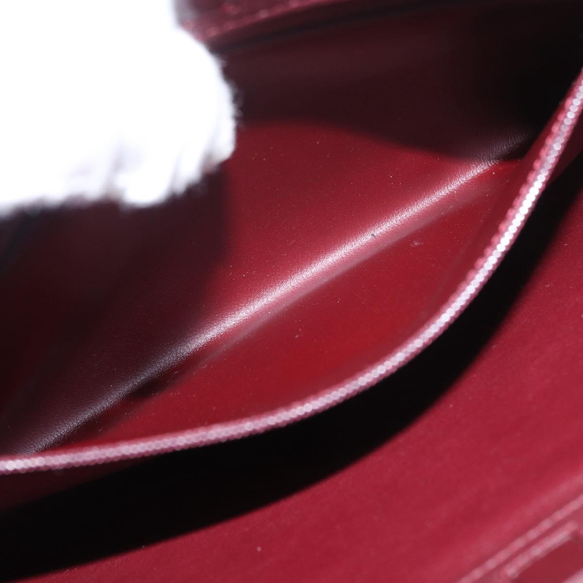 CARTIER Hand Bag Leather Bordeaux Silver Auth BA12993A