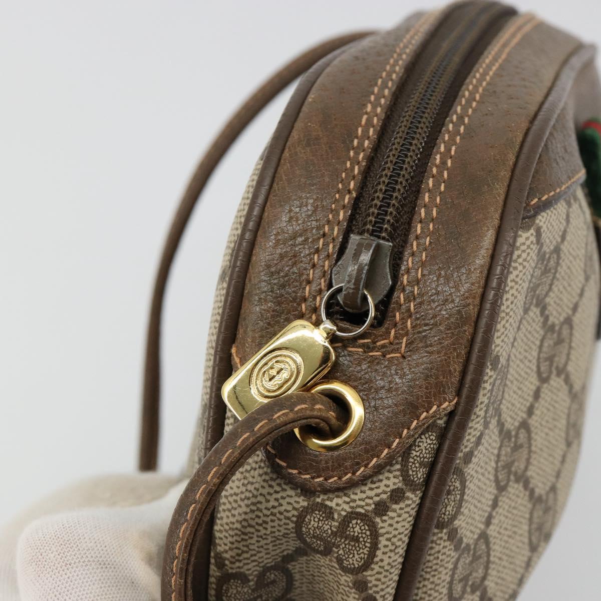 GUCCI GG Supreme Web Sherry Line Bag PVC Beige Gold 89 02 066 Auth BA12995