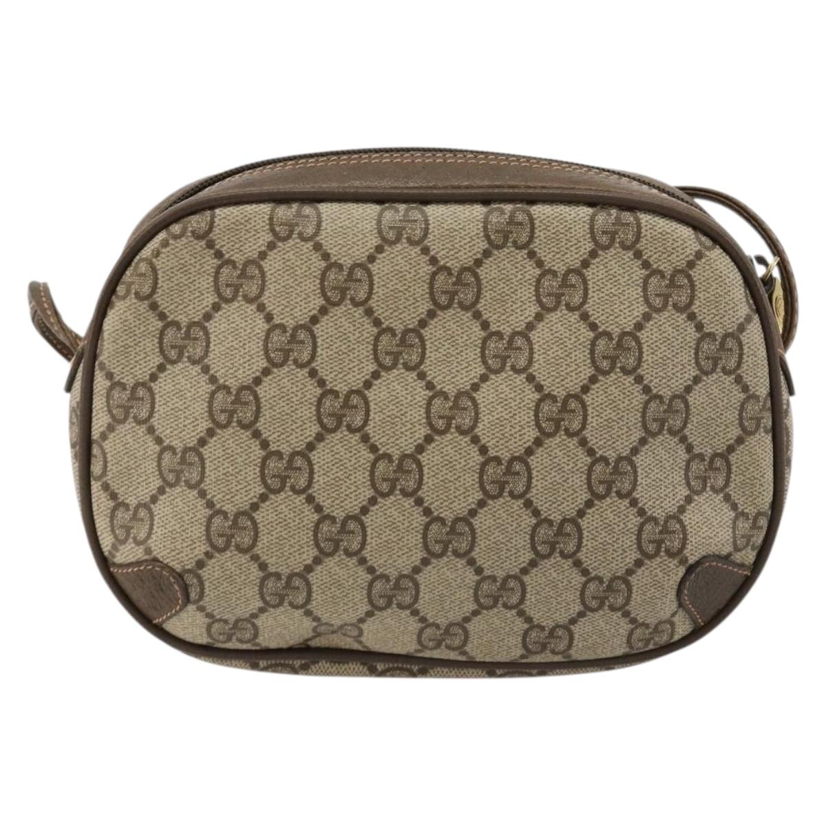 GUCCI GG Supreme Web Sherry Line Bag PVC Beige Gold 89 02 066 Auth BA12995