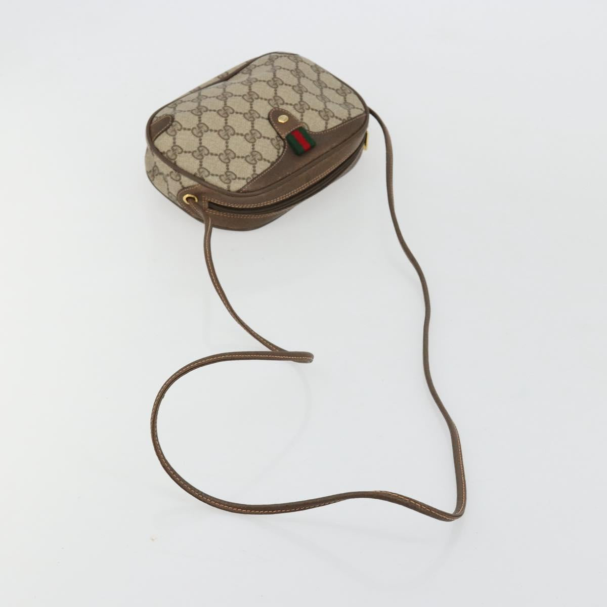 GUCCI GG Supreme Web Sherry Line Bag PVC Beige Gold 89 02 066 Auth BA12995