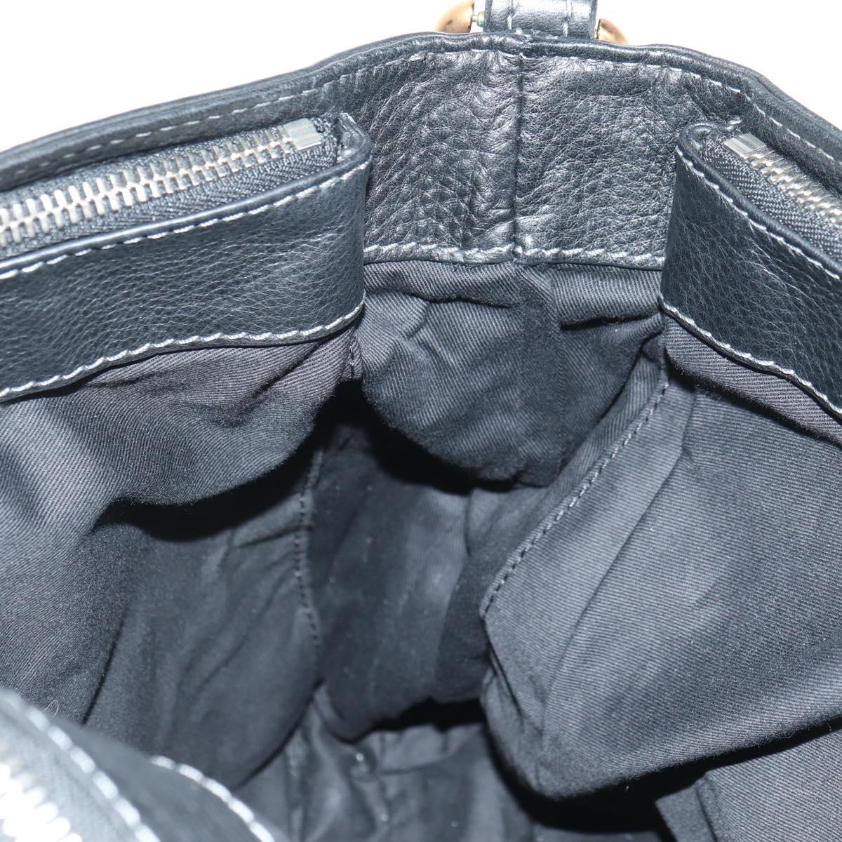 Chloe Paddington Shoulder Bag Leather Black Gold Silver Auth BA12997M
