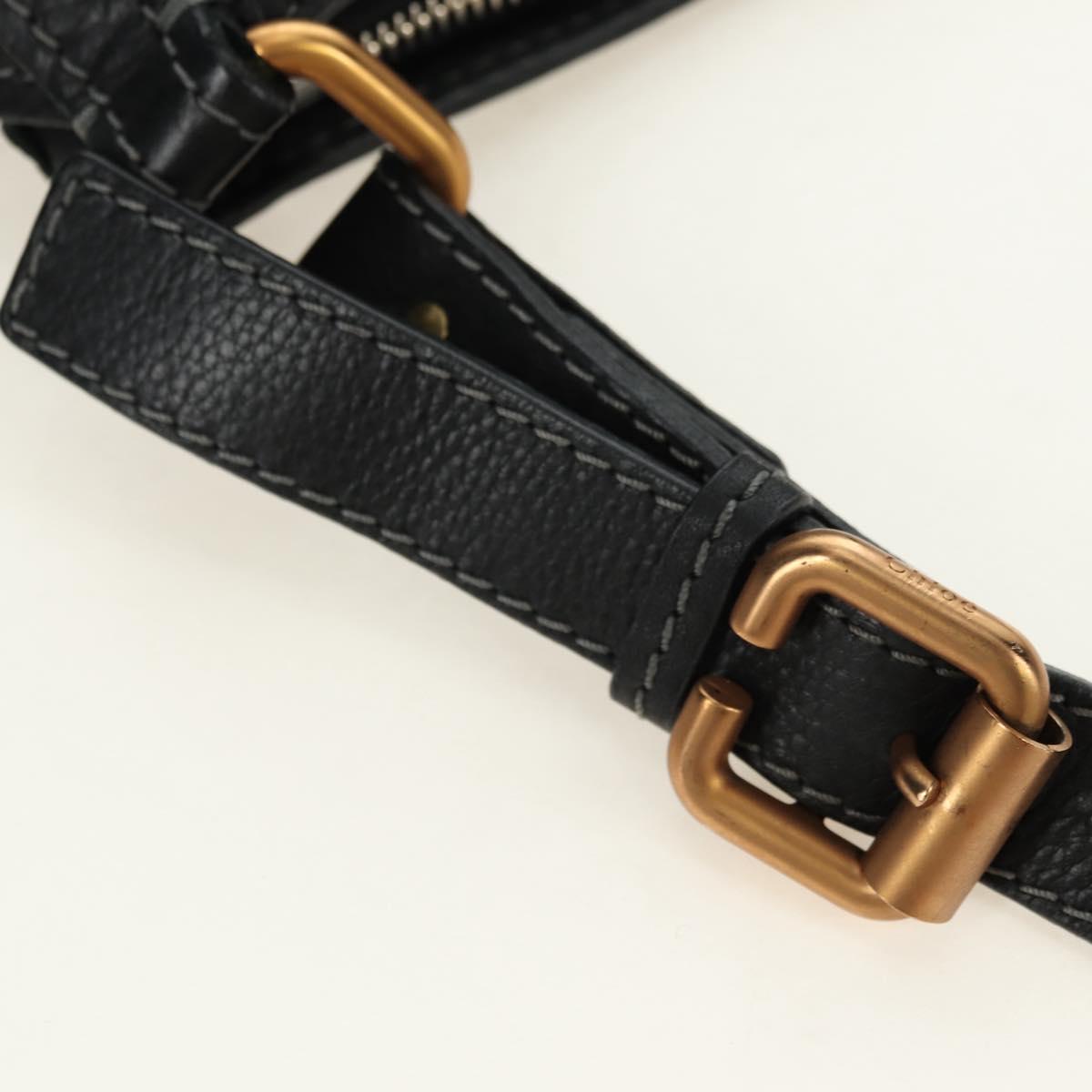 Chloe Paddington Shoulder Bag Leather Black Gold Silver Auth BA12997M