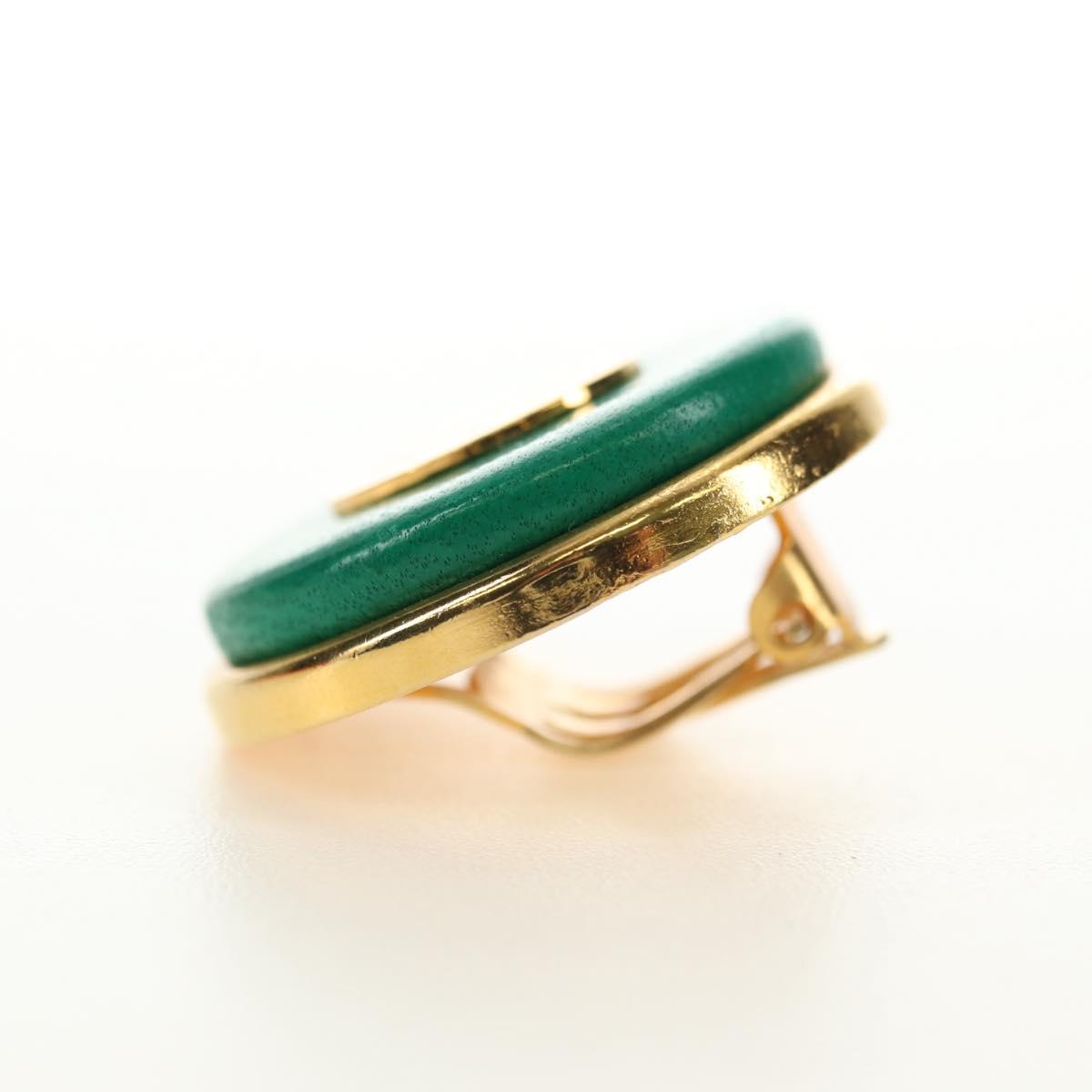 HERMES Serie Leather Earrings metal Green Auth BA12999V