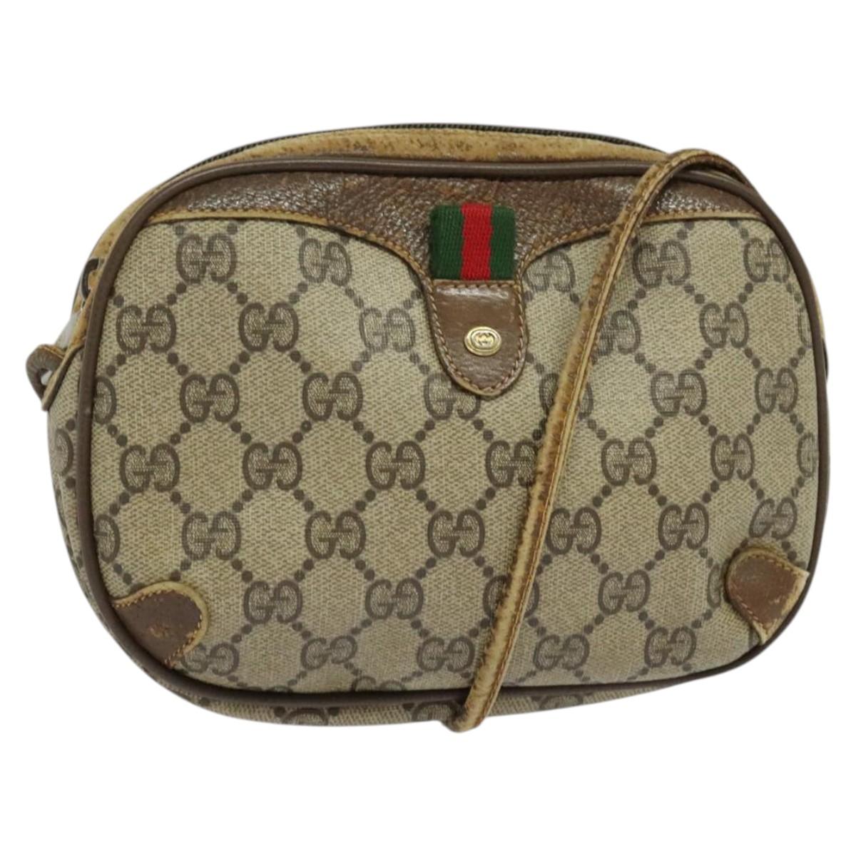 GUCCI GG Supreme Web Sherry Line Shoulder Bag PVC Beige 89 02 066 Auth BA1300