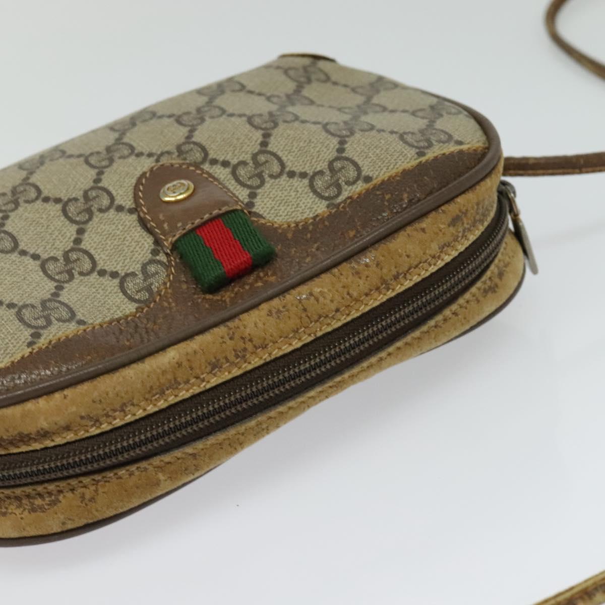 GUCCI GG Supreme Web Sherry Line Shoulder Bag PVC Beige 89 02 066 Auth BA1300