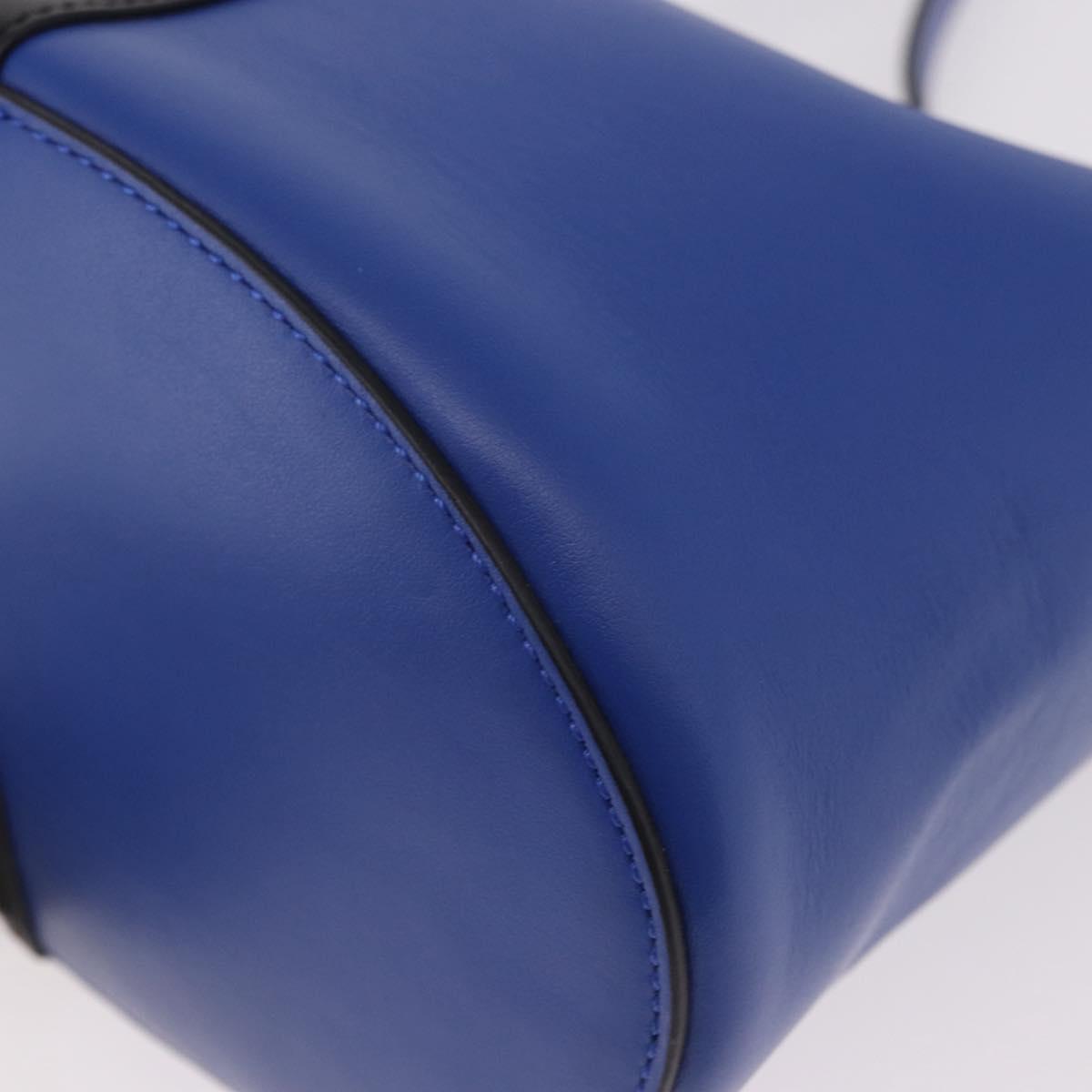 VERSACE Shoulder Bag Leather Blue Gold Auth BA13001V