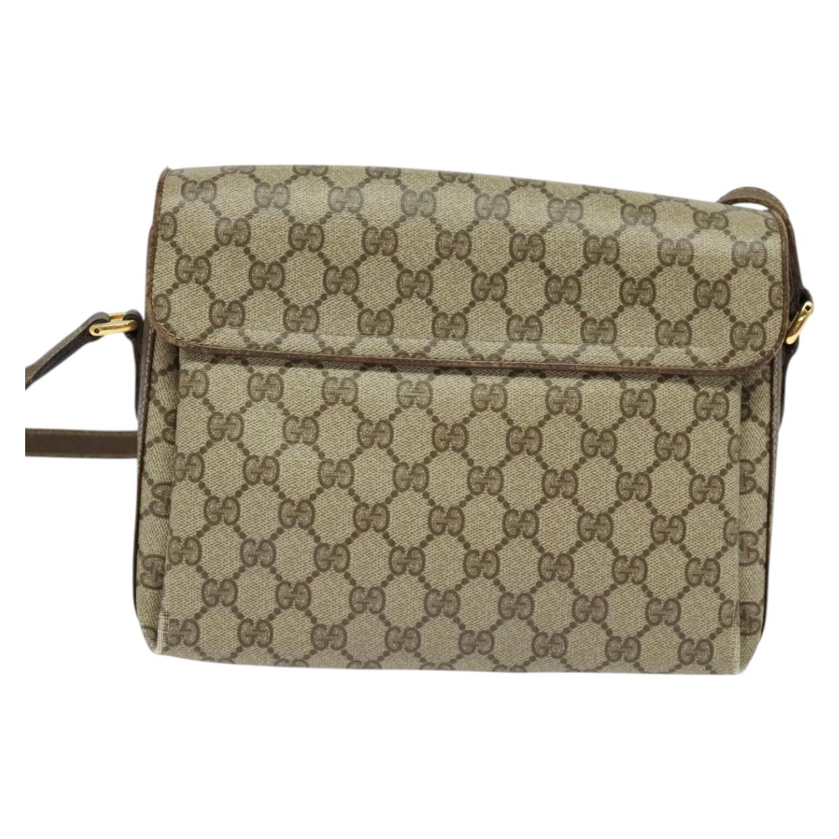 GUCCI GG Supreme Web Sherry Line Shoulder Bag PVC Beige 904 02 084 Auth BA1301