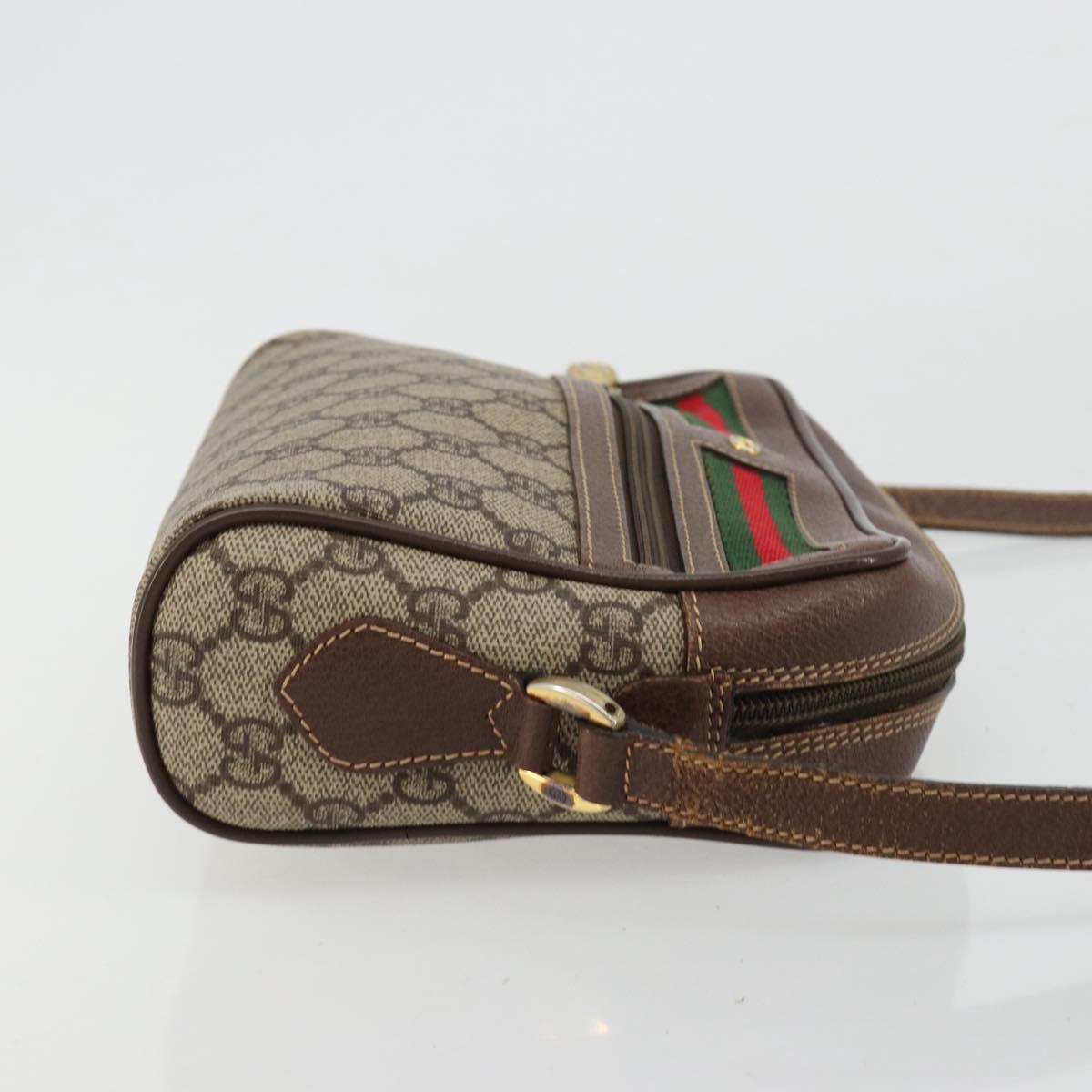 GUCCI GG Supreme Web Sherry Line Bag PVC Beige Gold 001 50 6655 Auth BA13016