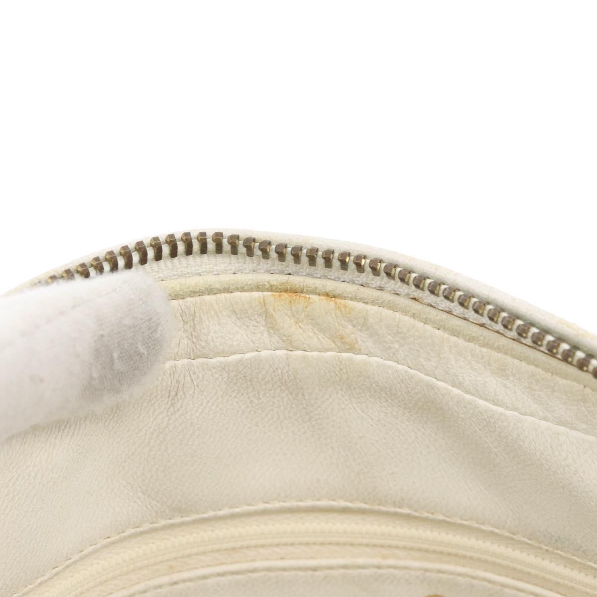 CHANEL Matelasse Chain Shoulder Bag Patent Leather Ivory Gold CC Auth BA13017