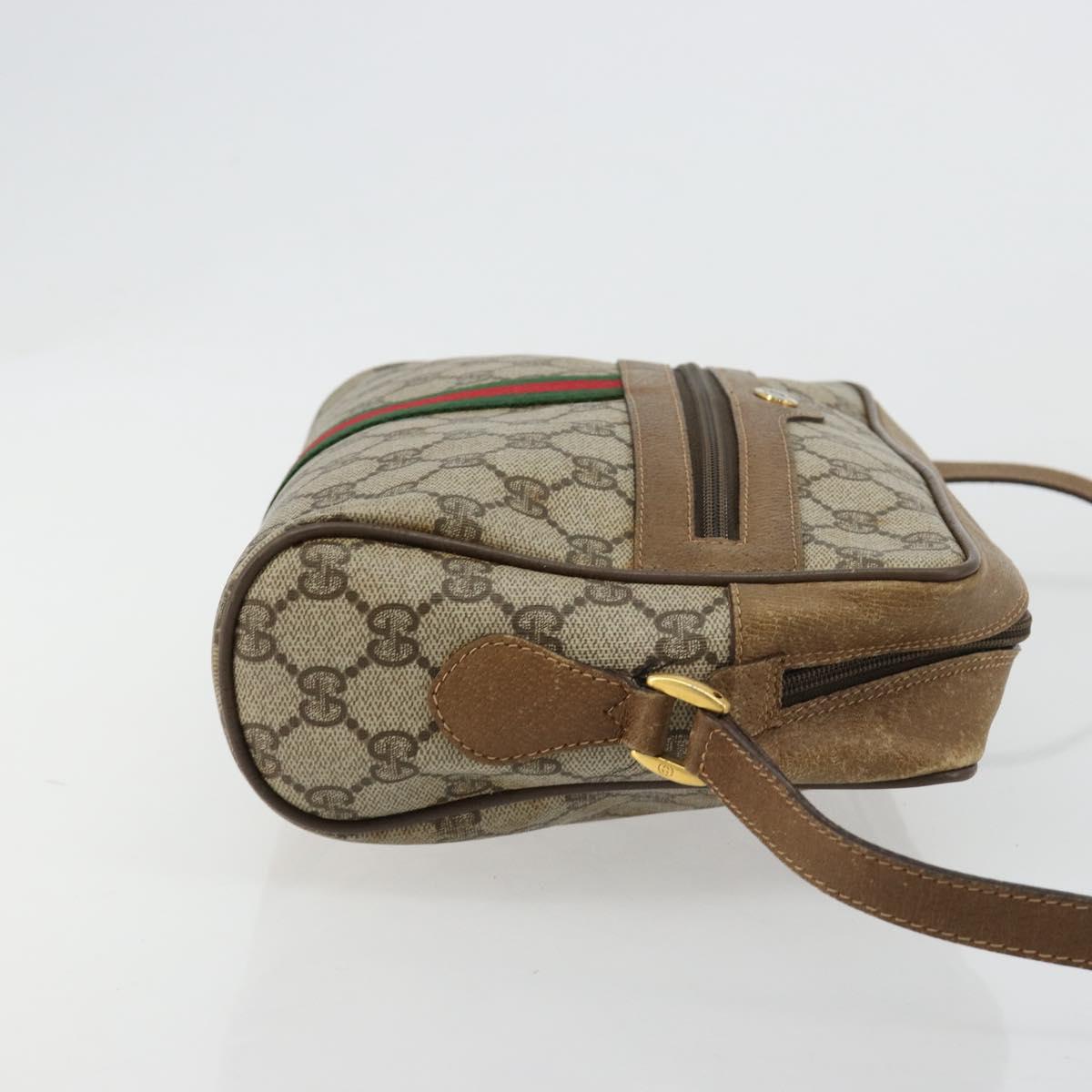 GUCCI GG Supreme Web Sherry Line Bag PVC Beige Gold 56 02 005 Auth BA13019