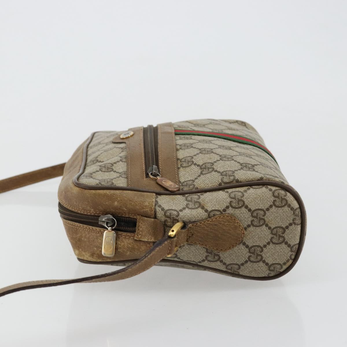 GUCCI GG Supreme Web Sherry Line Bag PVC Beige Gold 56 02 005 Auth BA13019