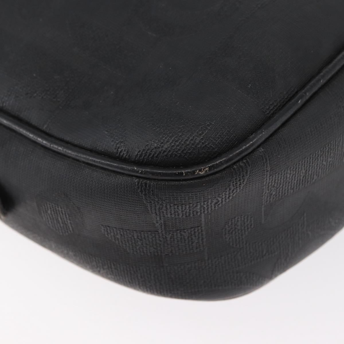 Christian Dior Trotter Canvas Shoulder Bag PVC Black Gold Auth BA13023