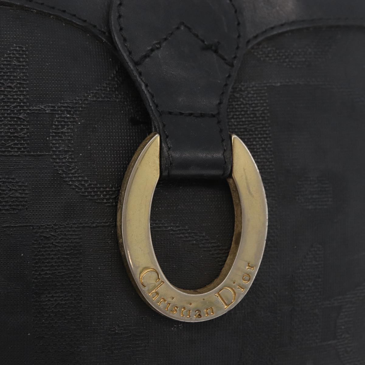 Christian Dior Trotter Canvas Shoulder Bag PVC Black Gold Auth BA13023
