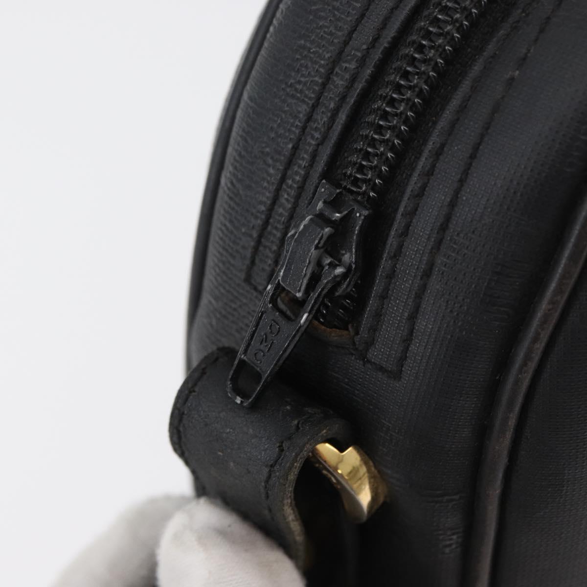 Christian Dior Trotter Canvas Shoulder Bag PVC Black Gold Auth BA13023