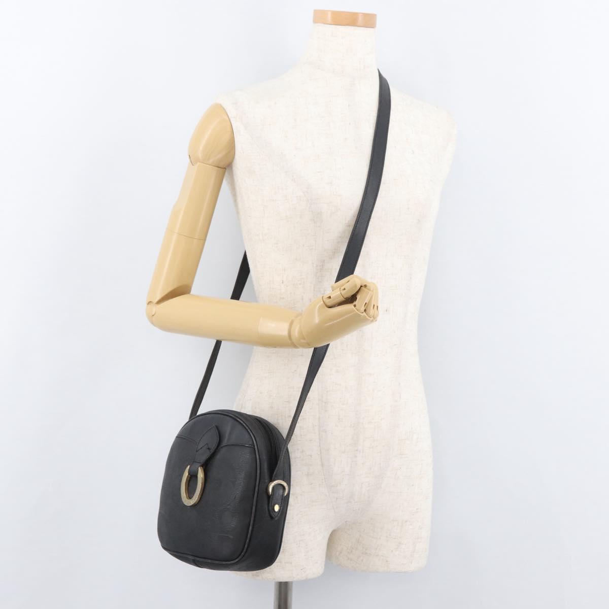 Christian Dior Trotter Canvas Shoulder Bag PVC Black Gold Auth BA13023