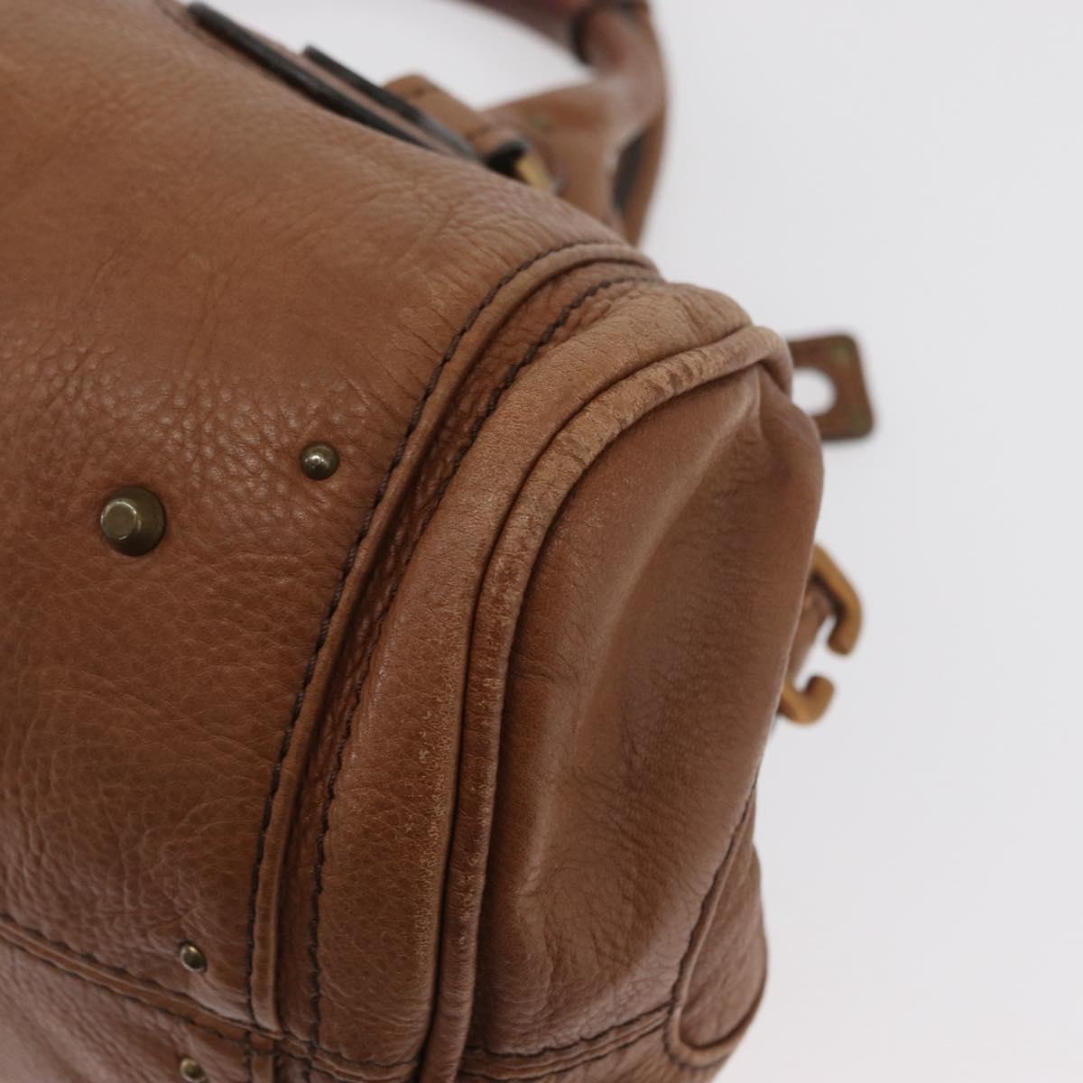Chloe Paddington Hand Bag Leather Brown Gold Silver Auth BA13024M