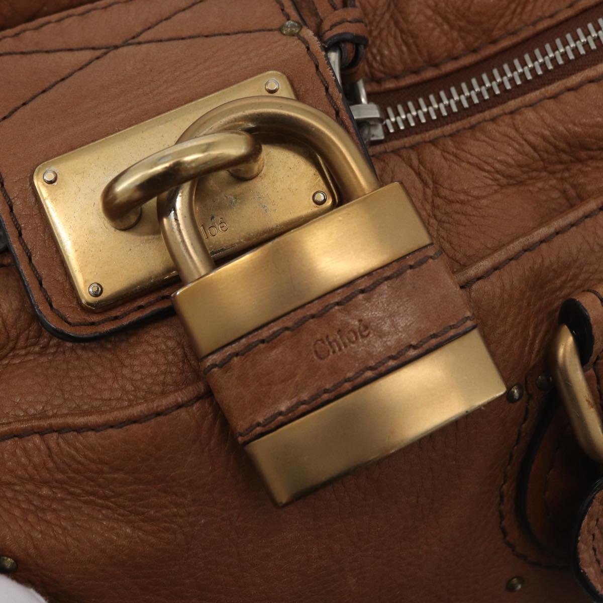 Chloe Paddington Hand Bag Leather Brown Gold Silver Auth BA13024M