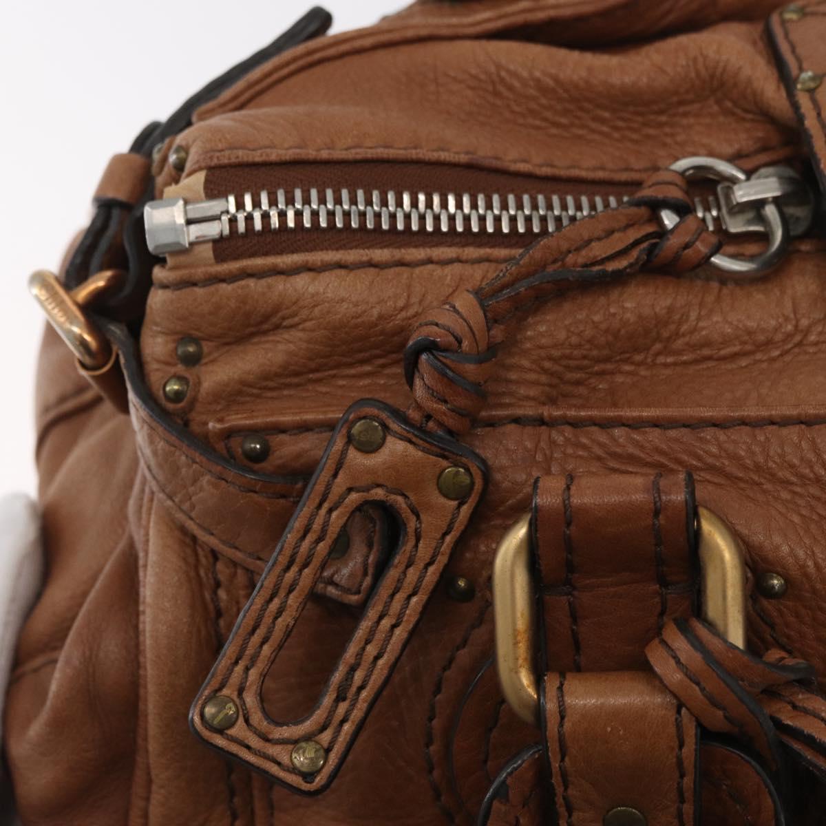 Chloe Paddington Hand Bag Leather Brown Gold Silver Auth BA13024M