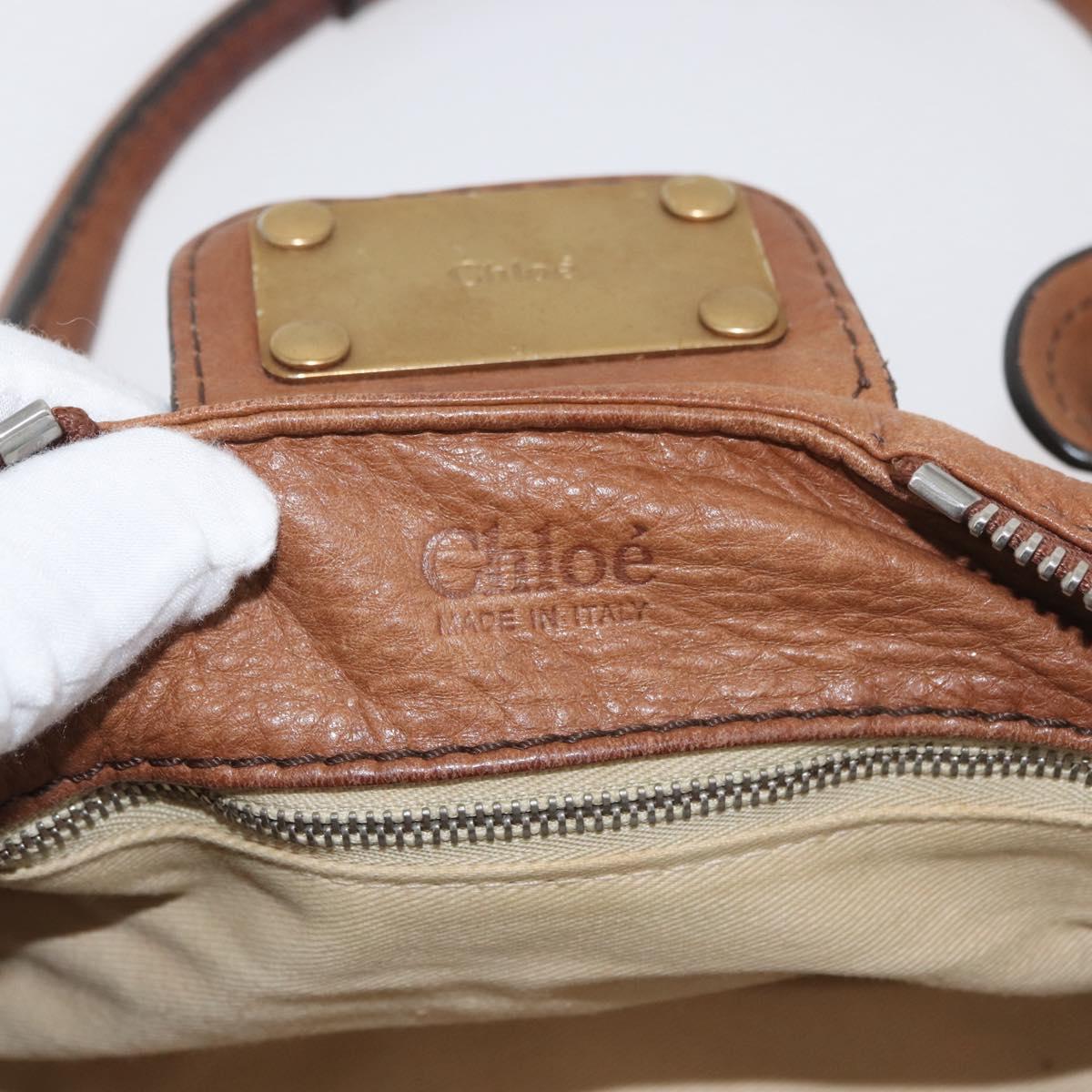 Chloe Paddington Hand Bag Leather Brown Gold Silver Auth BA13024M