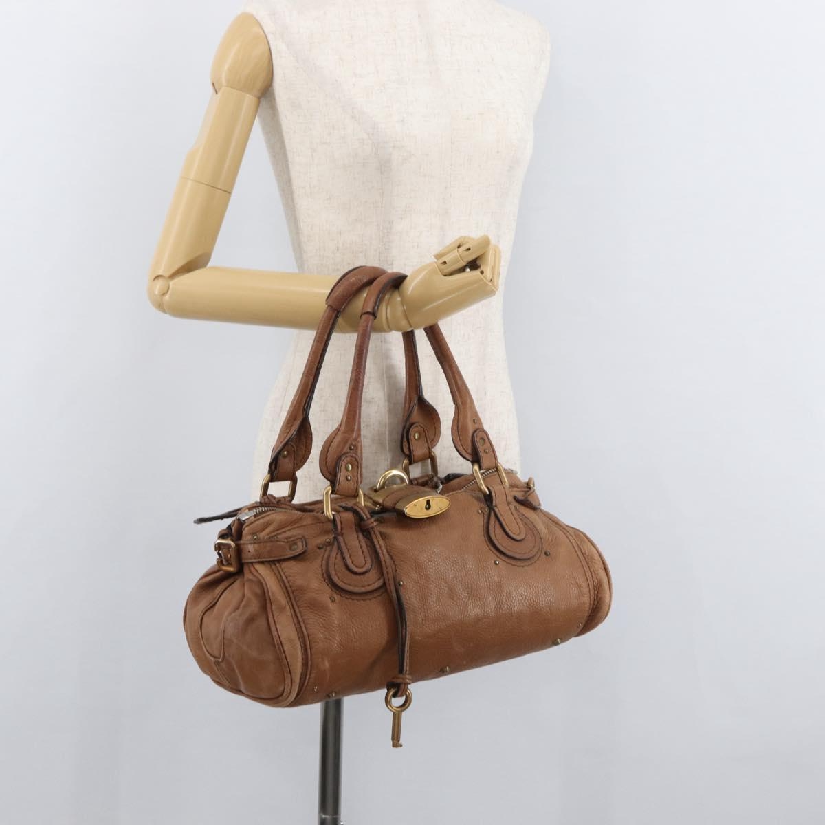 Chloe Paddington Hand Bag Leather Brown Gold Silver Auth BA13024M