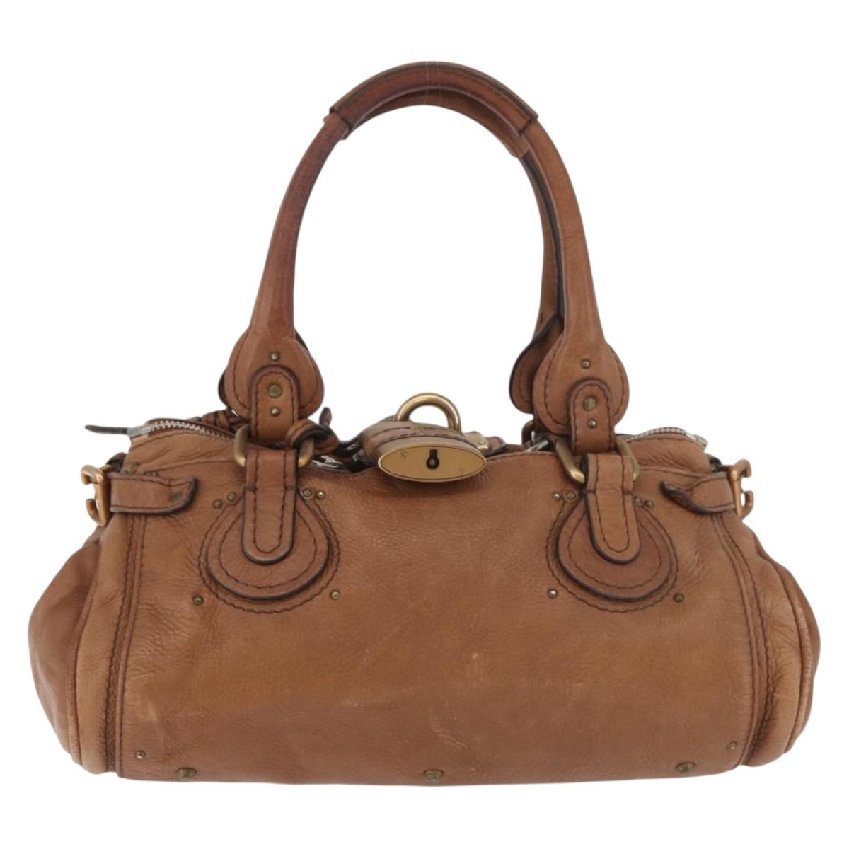 Chloe Paddington Hand Bag Leather Brown Gold Silver Auth BA13024M