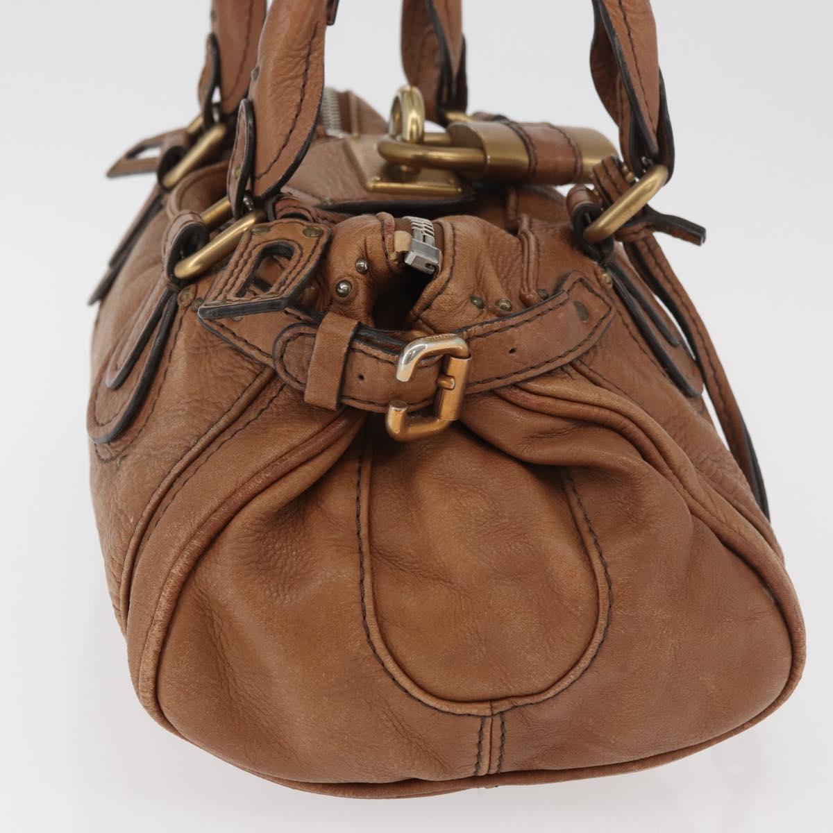 Chloe Paddington Hand Bag Leather Brown Gold Silver Auth BA13024M
