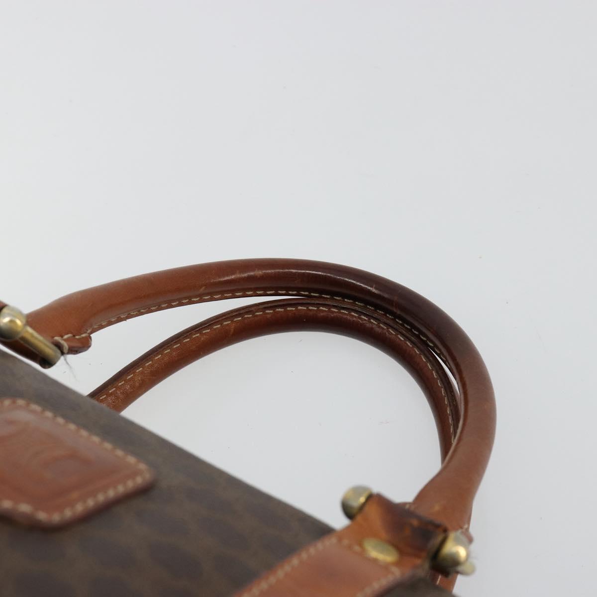 CELINE Macadam Canvas Boston Bag PVC Leather Brown Gold Auth BA13029