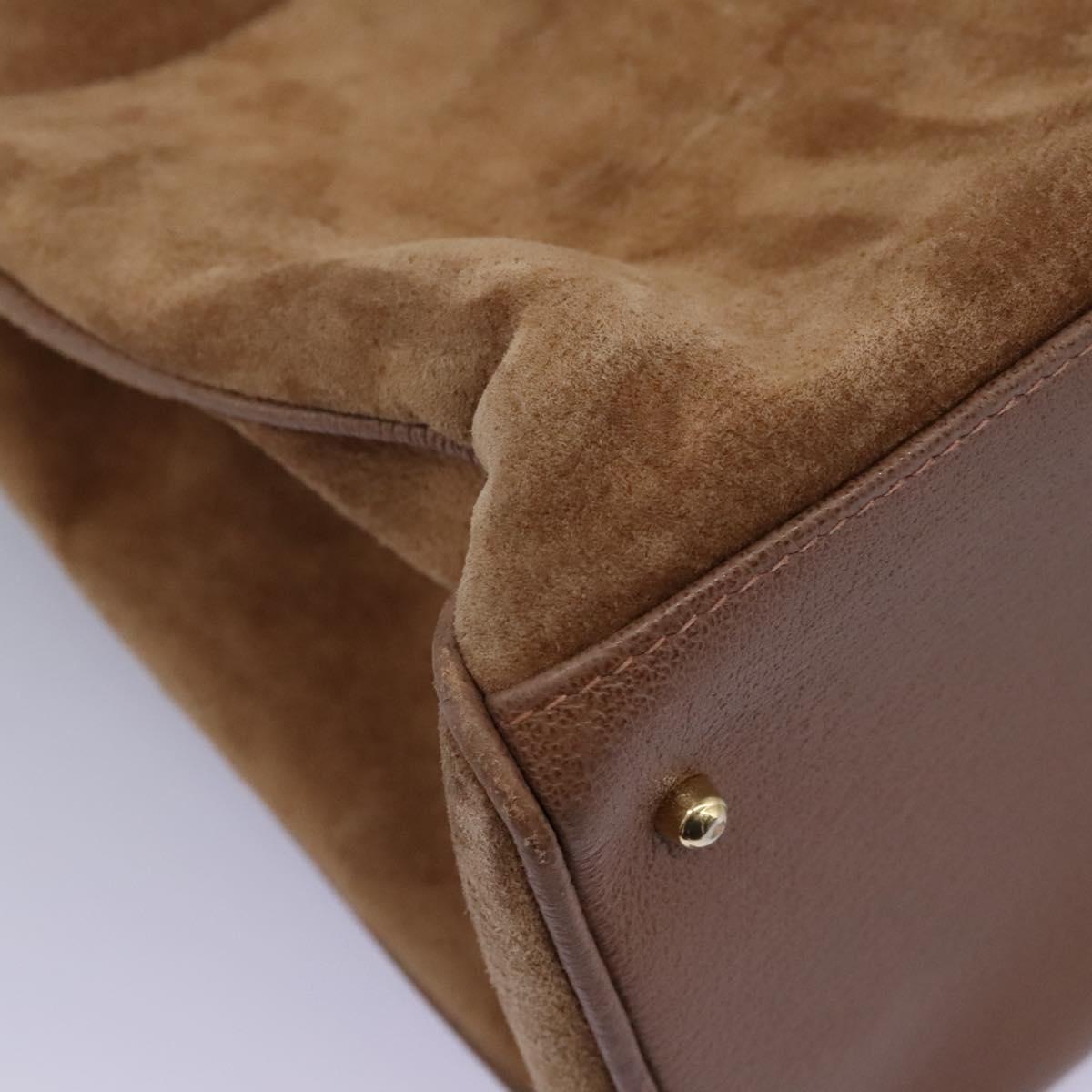 GUCCI Bamboo Hand Bag Suede Brown Gold 002 123 0322 Auth BA1303