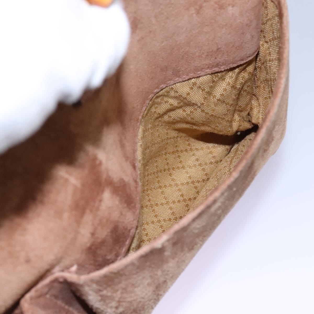 GUCCI Bamboo Hand Bag Suede Brown Gold 002 123 0322 Auth BA1303