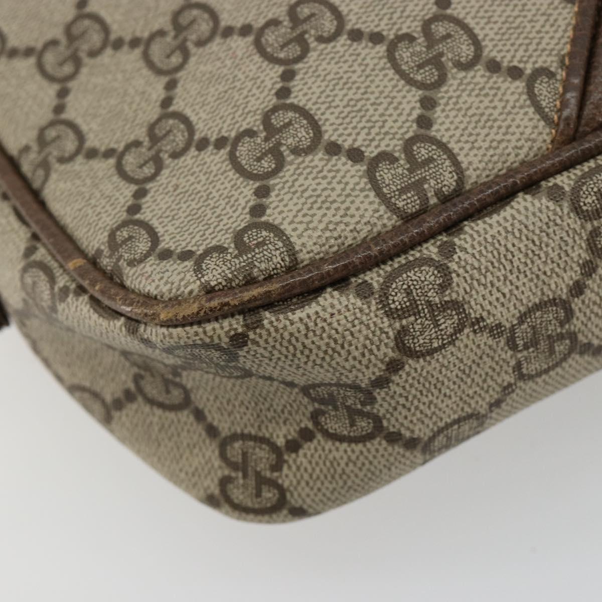GUCCI GG Supreme Shoulder Bag PVC Beige Gold Auth BA13033