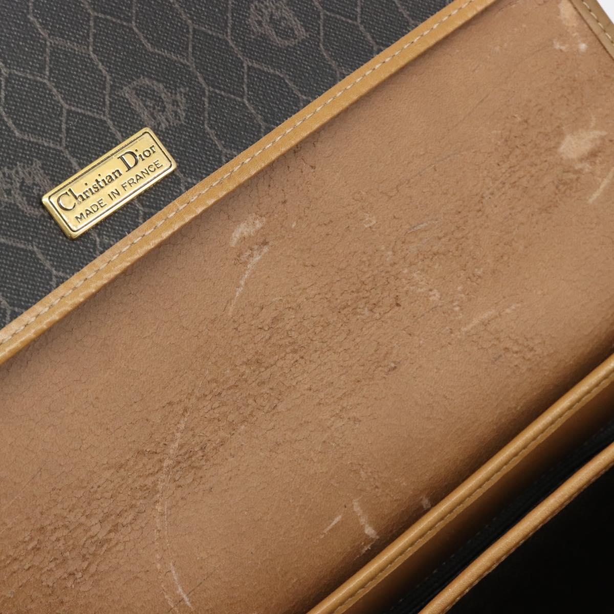 Christian Dior Honeycomb Canvas Shoulder Bag PVC Black Gold Auth BA13036