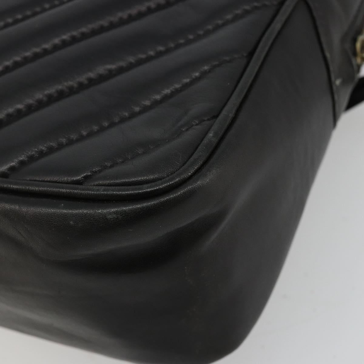 CHANEL V Stitch Chain Shoulder Bag Lamb Skin Black Gold CC Auth BA13037