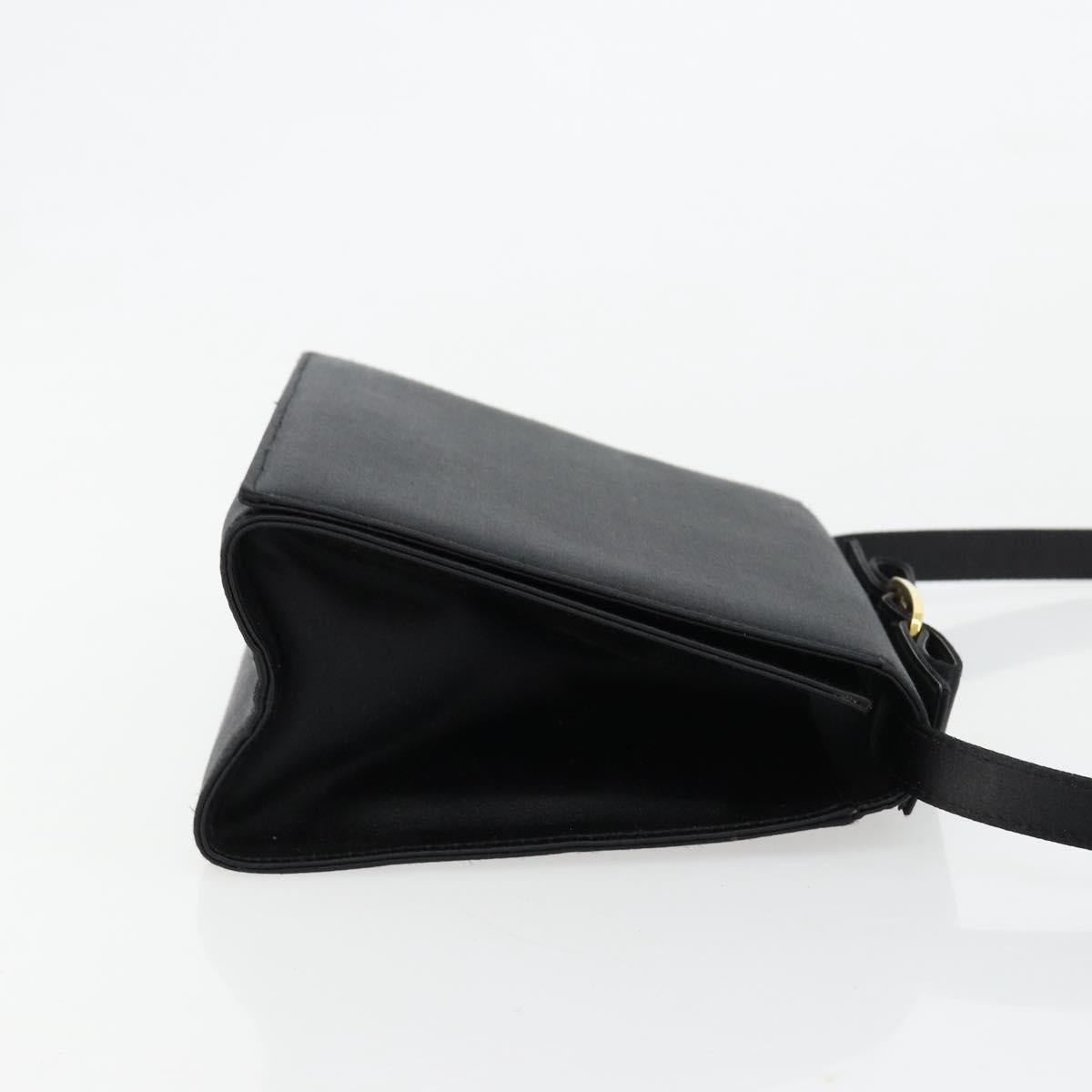 Salvatore Ferragamo Vala Shoulder Bag Satin Black Gold Auth BA13042A