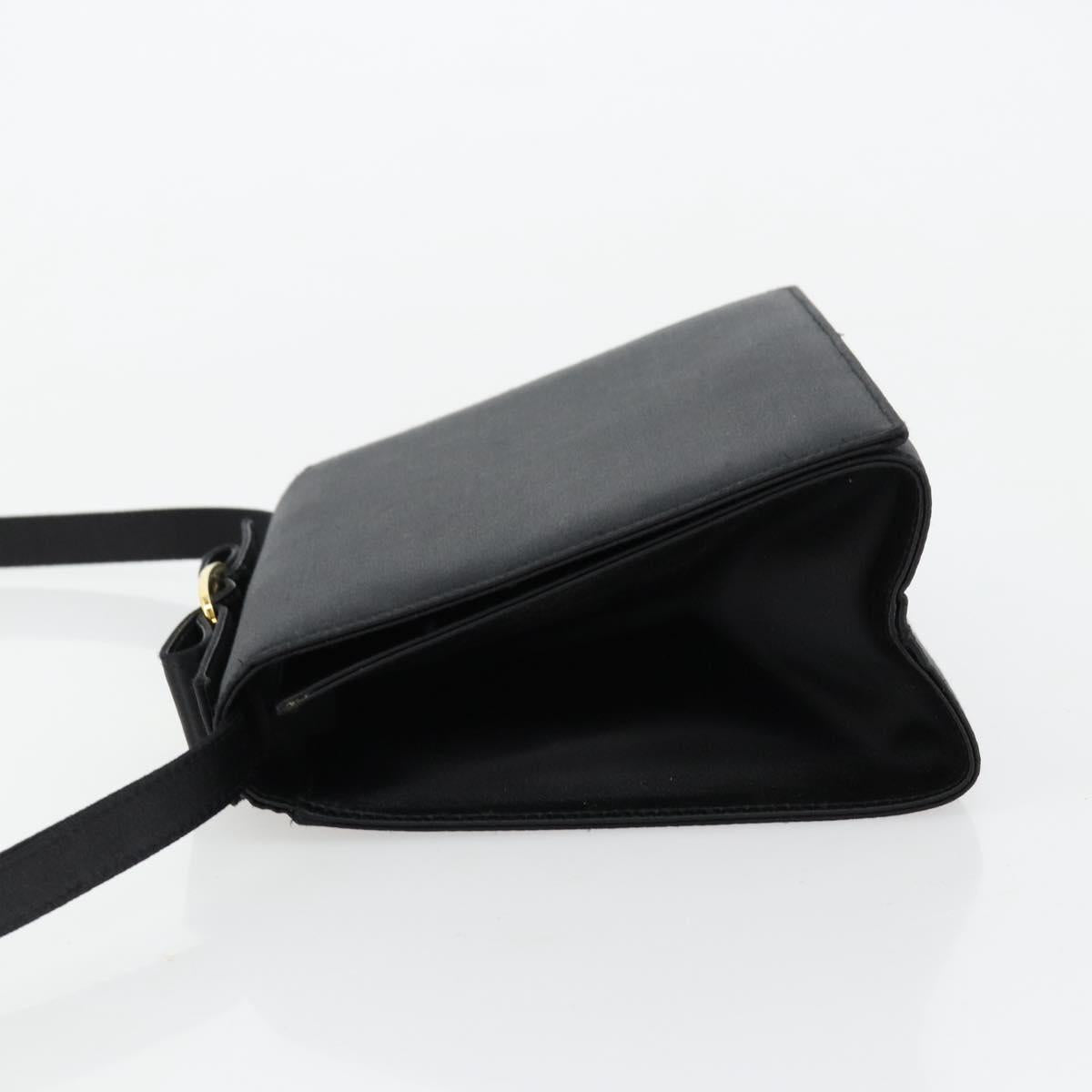 Salvatore Ferragamo Vala Shoulder Bag Satin Black Gold Auth BA13042A