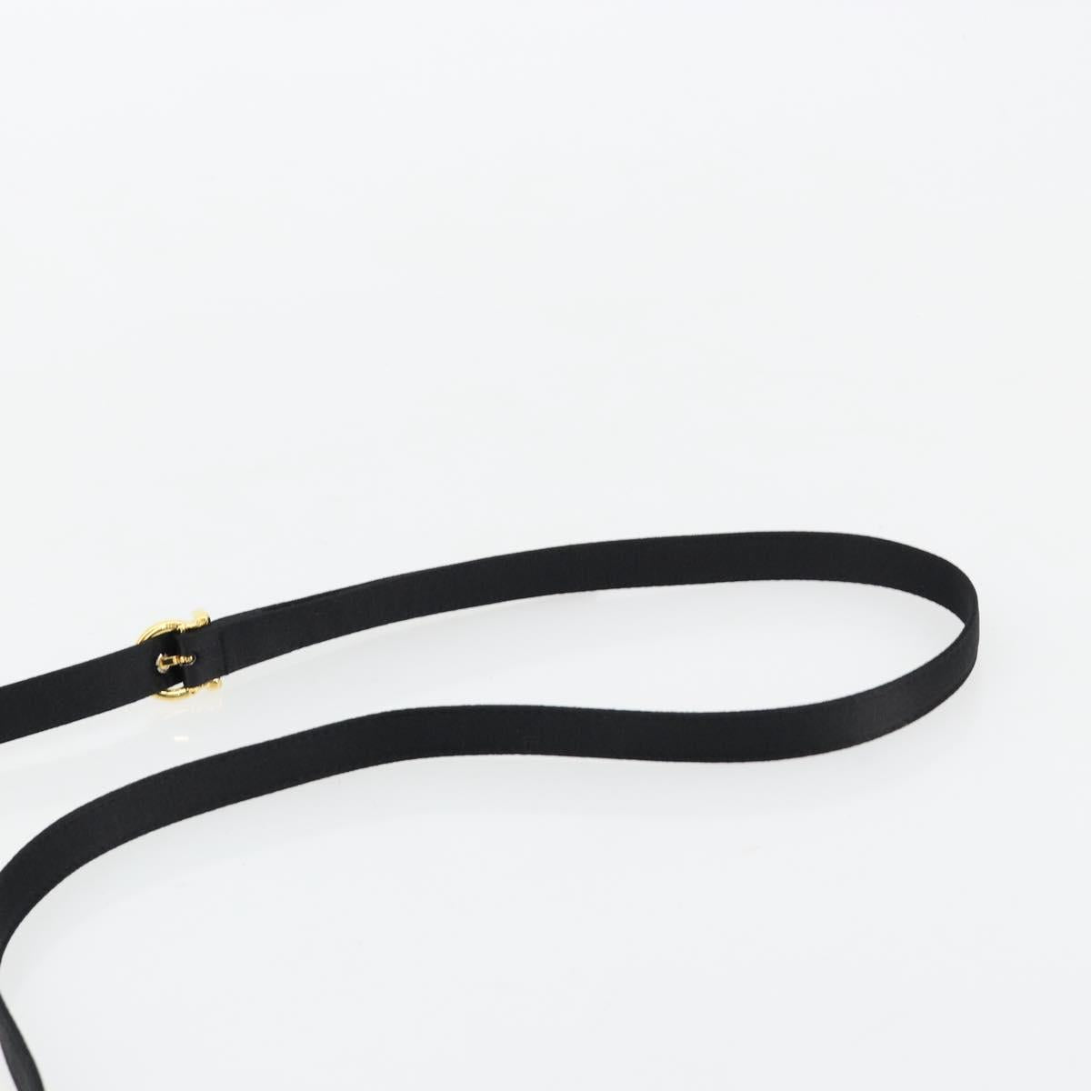 Salvatore Ferragamo Vala Shoulder Bag Satin Black Gold Auth BA13042A