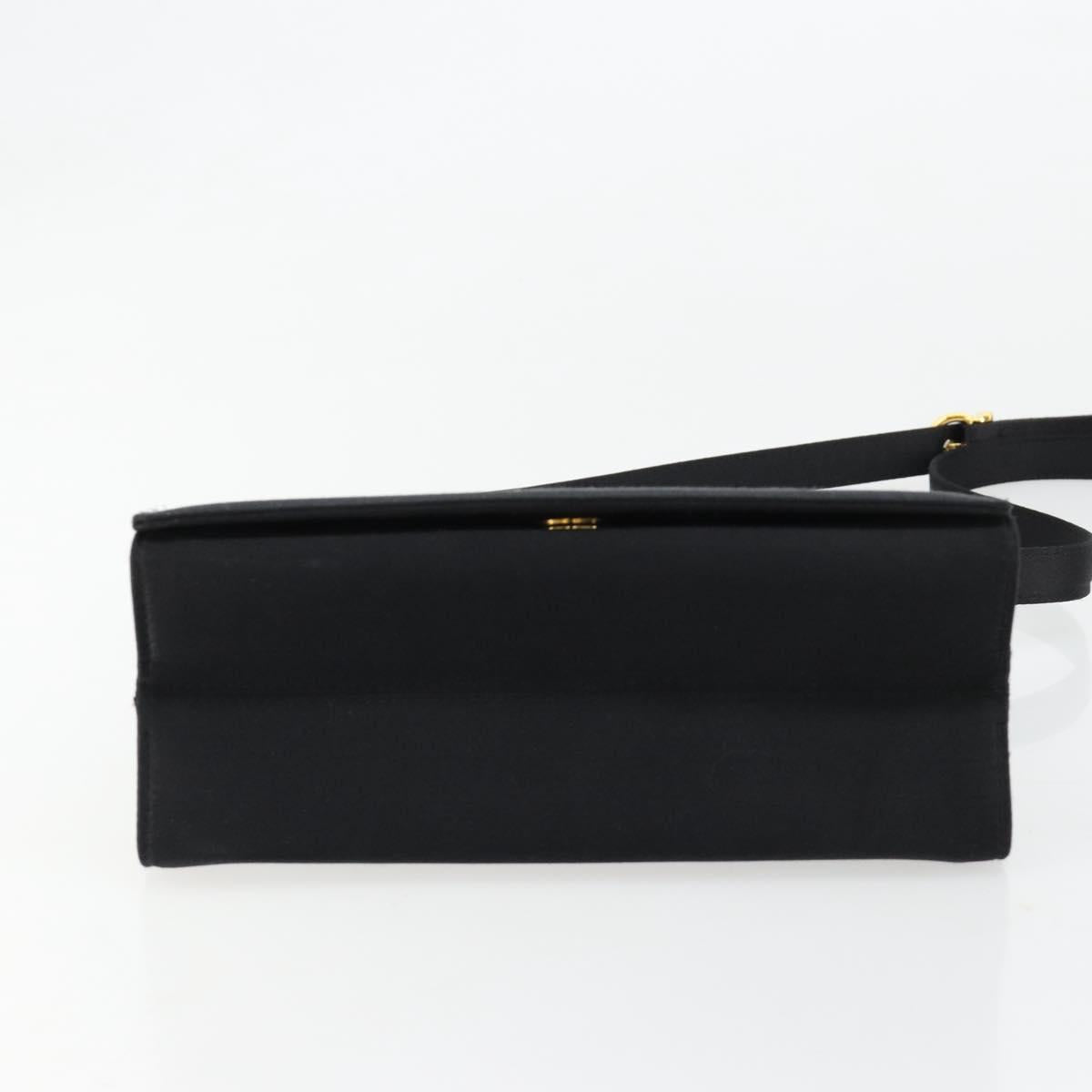 Salvatore Ferragamo Vala Shoulder Bag Satin Black Gold Auth BA13042A