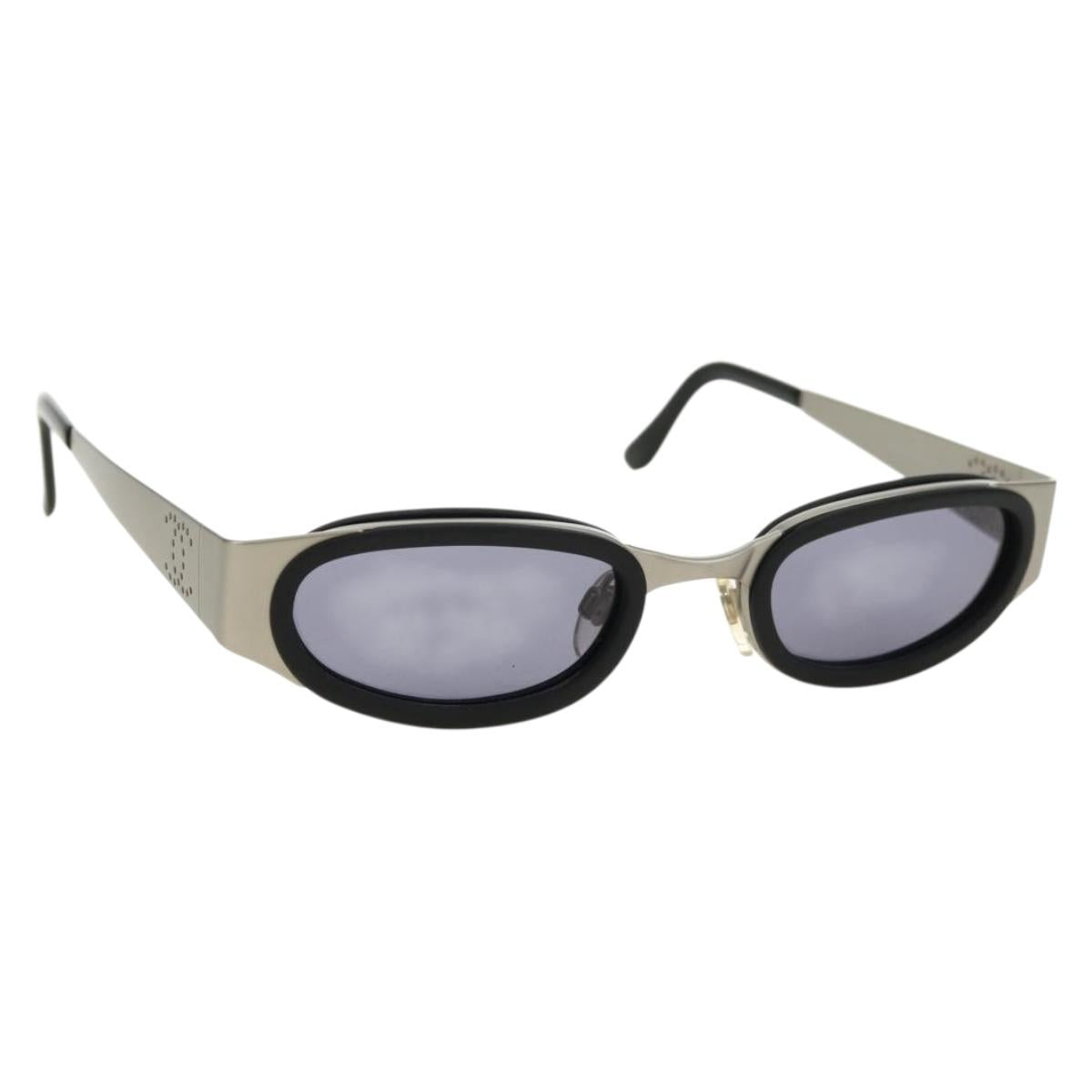 CHANEL COCO Mark Sunglasses metal Silver CC Auth BA13043M
