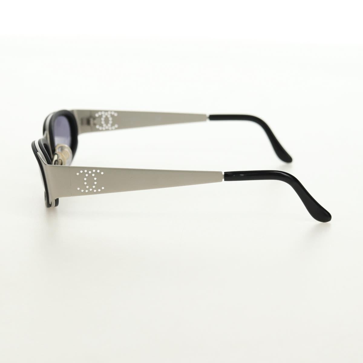 CHANEL COCO Mark Sunglasses metal Silver CC Auth BA13043M