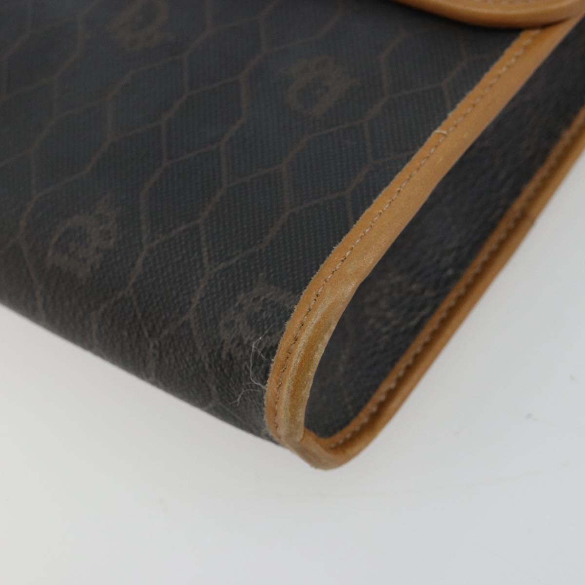 Christian Dior Honeycomb Canvas Chain Shoulder Bag PVC Black Gold Auth BA13044