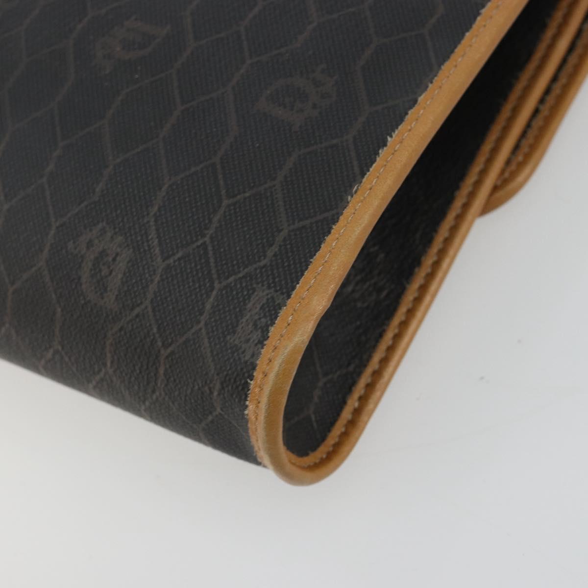 Christian Dior Honeycomb Canvas Chain Shoulder Bag PVC Black Gold Auth BA13044