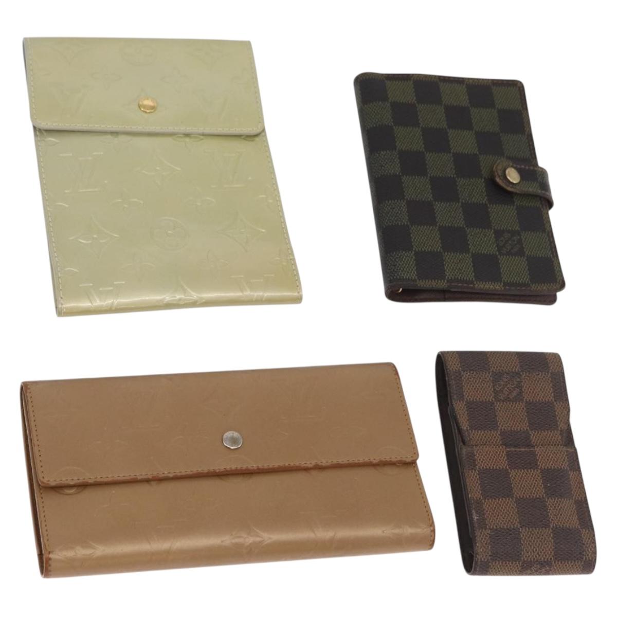 LOUIS VUITTON Monogram Vernis Planner 4 Set Beige LV Auth BA13050