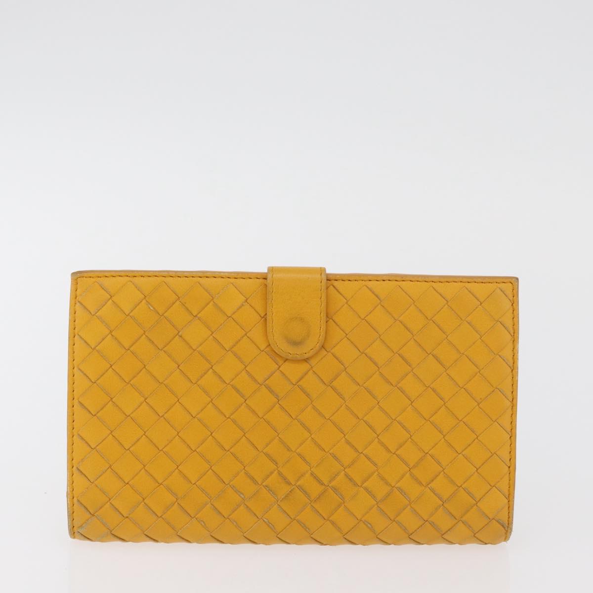 BOTTEGA VENETA INTRECCIATO Wallet Leather 2 Set Yellow Pink Auth BA13054